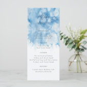 Watercolor Dusty Blue Winter Wedding Menu メニュー (スタンド正面)