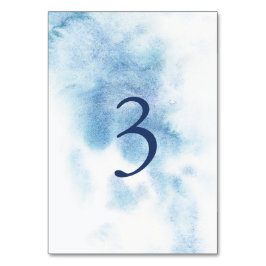 Watercolor Dusty Blue Winter Wedding Table Number テーブルナンバー
