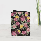 Watercolor Dusty Burgundy Yellow Roses/Black 招待状 (裏面)