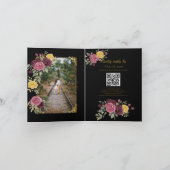 Watercolor Dusty Burgundy Yellow Roses/Black 招待状 (内部)