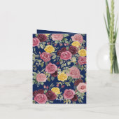 Watercolor Dusty Burgundy Yellow Roses/Blue 招待状 (裏面)