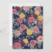 Watercolor Dusty Burgundy Yellow Roses/Blue Flat 招待状 (裏面)