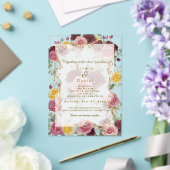 Watercolor Dusty Burgundy Yellow Roses/Clear アクリル招待状 (インサイチュ (ウェディング))