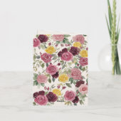 Watercolor Dusty Burgundy Yellow Roses/Cream 招待状 (裏面)