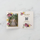 Watercolor Dusty Burgundy Yellow Roses/Cream 招待状 (内部)