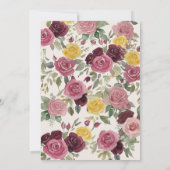 Watercolor Dusty Burgundy Yellow Roses/Cream Flat 招待状 (裏面)