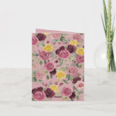 Watercolor Dusty Burgundy Yellow Roses/Pink 招待状 (裏面)