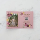 Watercolor Dusty Burgundy Yellow Roses/Pink 招待状 (内部)