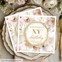 Watercolor Dusty Pink 70 Birthday Napkins Custom