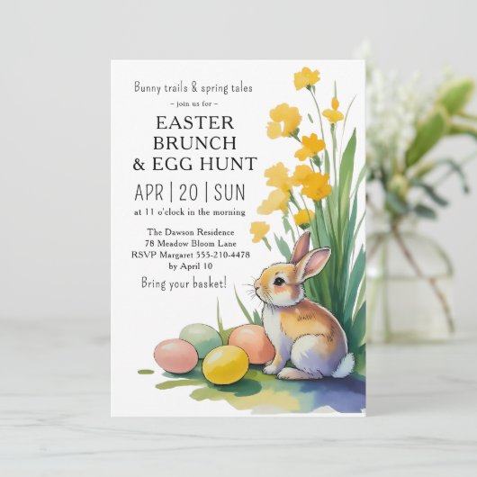 Watercolor Easter Brunch Egg Hunt Invitation 招待状 (スタンド正面)