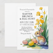 Watercolor Easter Brunch Egg Hunt Invitation 招待状 (正面/裏面)