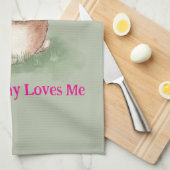 Watercolor Easter Bunny キッチンタオル (四つ折り)