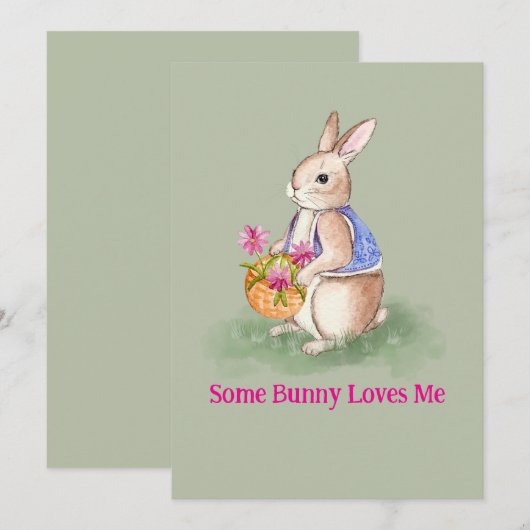 Watercolor Easter Bunny 招待状 (正面/裏面)