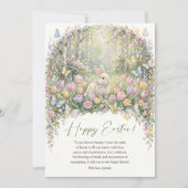 Watercolor Easter Bunny Floral Spring Happy Easter シーズンカード (正面)