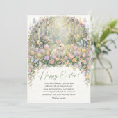 Watercolor Easter Bunny Floral Spring Happy Easter シーズンカード (スタンド正面)