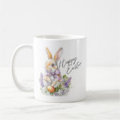 Watercolor Easter Bunny Purple Lilac Happy Easter コーヒーマグカップ (左)