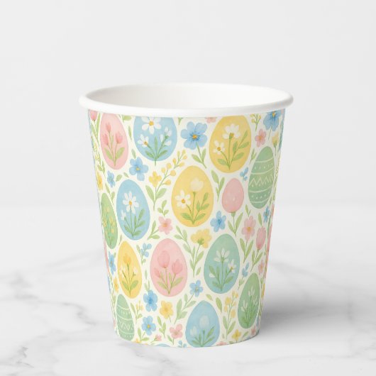 Watercolor Easter Egg Floral Paper Cups 紙コップ (正面)