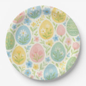 Watercolor Easter Egg Floral Paper Plates ペーパープレート (正面)