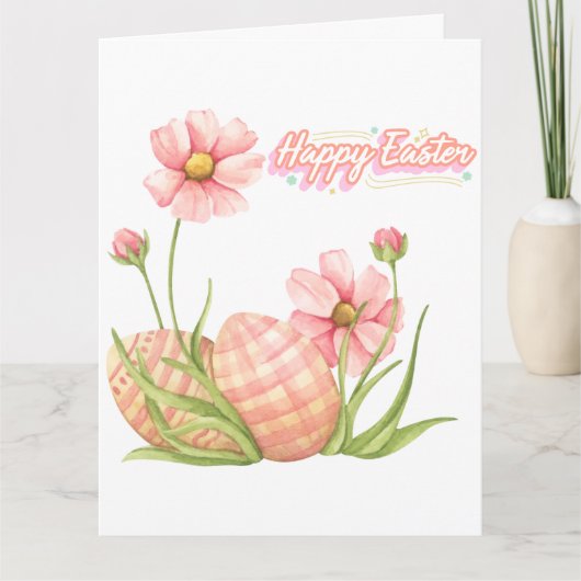 Watercolor Easter Egg Personalized Folded Card カード (正面)