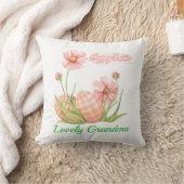 Watercolor Easter Egg Personalized Throw Pillow クッション (ブランケット)