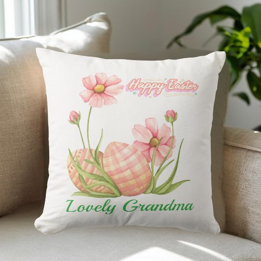 Watercolor Easter Egg Personalized Throw Pillow クッション