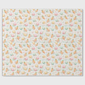 Watercolor Easter Eggs, Carrots & Spring Flowers  ラッピングペーパー (フラット)