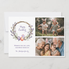 Watercolor Easter Lavender Cute Bunny 2 Photo  シーズンカード