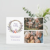 Watercolor Easter Lavender Cute Bunny 2 Photo  シーズンカード (スタンド正面)