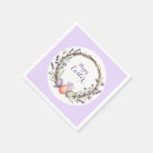 Watercolor Easter Lavender Wreath Eggs Cute Bunny スタンダードカクテルナプキン (角)