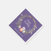 Watercolor Easter Lavender Wreath Eggs Cute Bunny スタンダードカクテルナプキン (角)