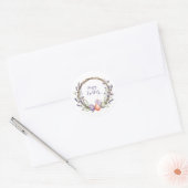 Watercolor Easter Lavender Wreath Eggs Cute Bunny ラウンドシール (封筒)