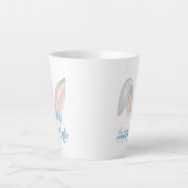 Watercolor Easter Rabbit Ears with Blue Bow Spring カフェラテマグ (正面)