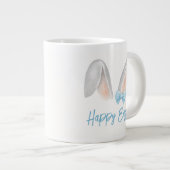 Watercolor Easter Rabbit Ears with Blue Bow Spring ジャンボコーヒーマグカップ (正面右)