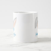 Watercolor Easter Rabbit Ears with Blue Bow Spring ジャンボコーヒーマグカップ (正面)