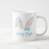 Watercolor Easter Rabbit Ears with Blue Bow Spring ジャンボコーヒーマグカップ (右)