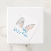 Watercolor Easter Rabbit Ears with Blue Bow Spring フェイバータグ (インサイチュ)