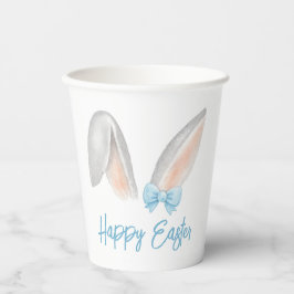 Watercolor Easter Rabbit Ears with Blue Bow Spring 紙コップ