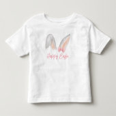 Watercolor Easter Rabbit Ears with Pink Bow Spring トドラーTシャツ (正面)