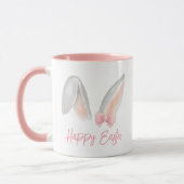 Watercolor Easter Rabbit Ears with Pink Bow Spring マグカップ (左)