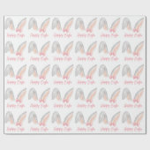 Watercolor Easter Rabbit Ears with Pink Bow Spring ラッピングペーパー (フラット)