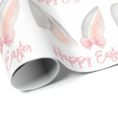 Watercolor Easter Rabbit Ears with Pink Bow Spring ラッピングペーパー (ロールコーナー)