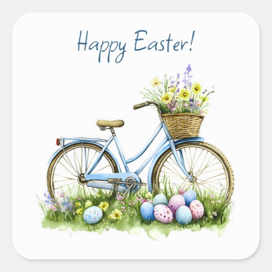 Watercolor Easter Sticker スクエアシール (正面)