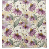 Watercolor Echinacea Purple & Gold シャワーカーテン (正面)