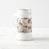 Watercolor Echinacea Purple & Gold ビールジョッキ (正面左)