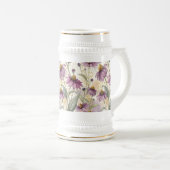 Watercolor Echinacea Purple & Gold ビールジョッキ (正面右)