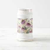 Watercolor Echinacea Purple & Gold ビールジョッキ (中央)