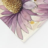 Watercolor Echinacea Purple & Gold フリースブランケット (角)