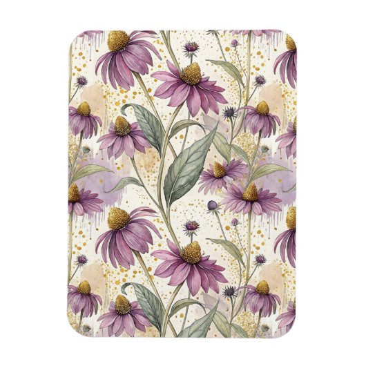 Watercolor Echinacea Purple & Gold マグネット (縦)
