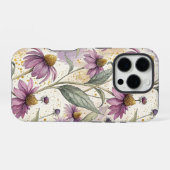 Watercolor Echinacea Purple & Gold iPhoneケース (裏面横)