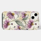 Watercolor Echinacea Purple & Gold iPhoneケース (裏面横)